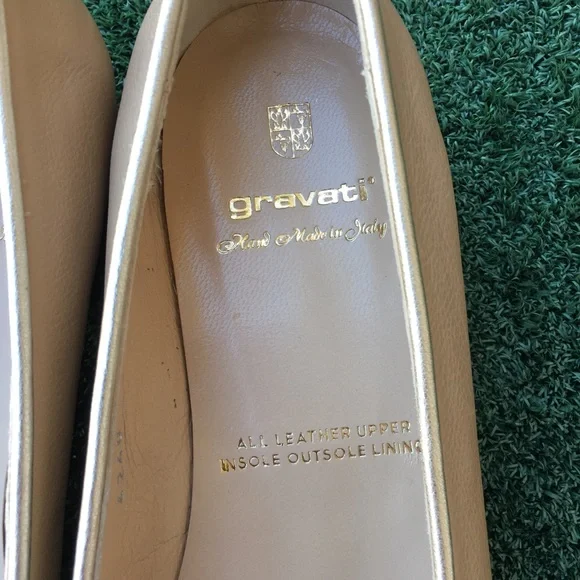 New Gravati Ballet Flat Cap Toe Leather Beige Nude Gold 10.5